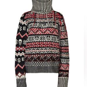 MONSE Monse Fairisle Aspre Black and Red Graphic Turtleneck Sweater  XS